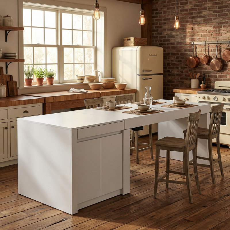 110"W Large Kitchen Island Lift Table