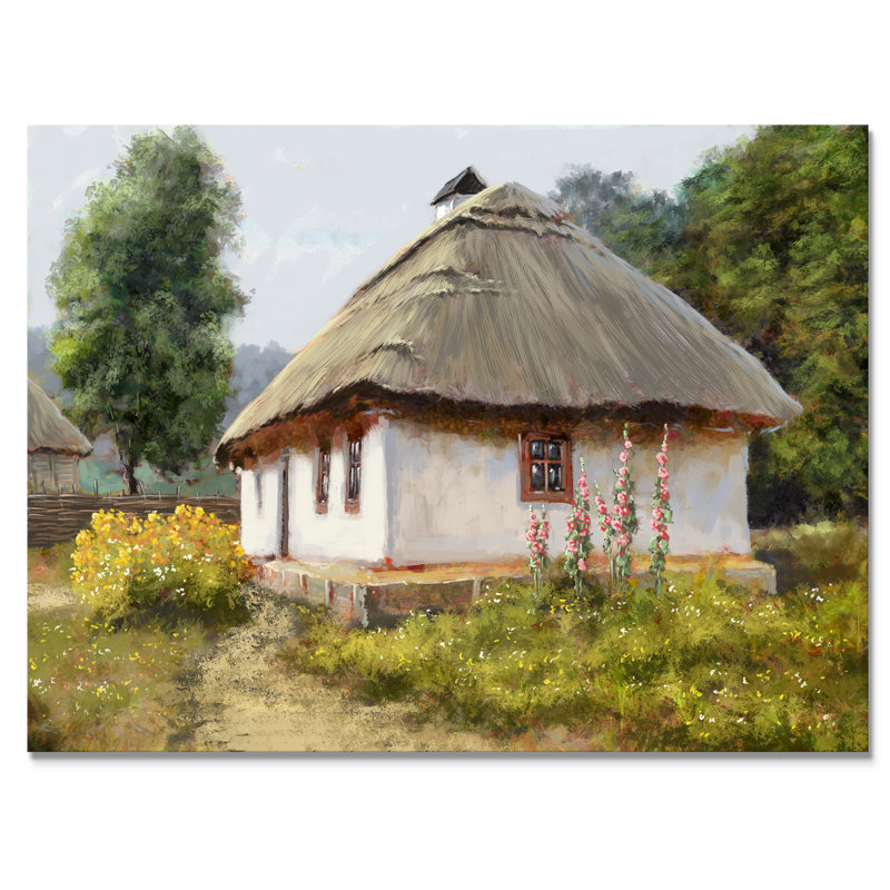 Vieux village champêtre Lanscape V - peinture sur toile, H 12 po x l 20 po x P 1 po, Toile tendue