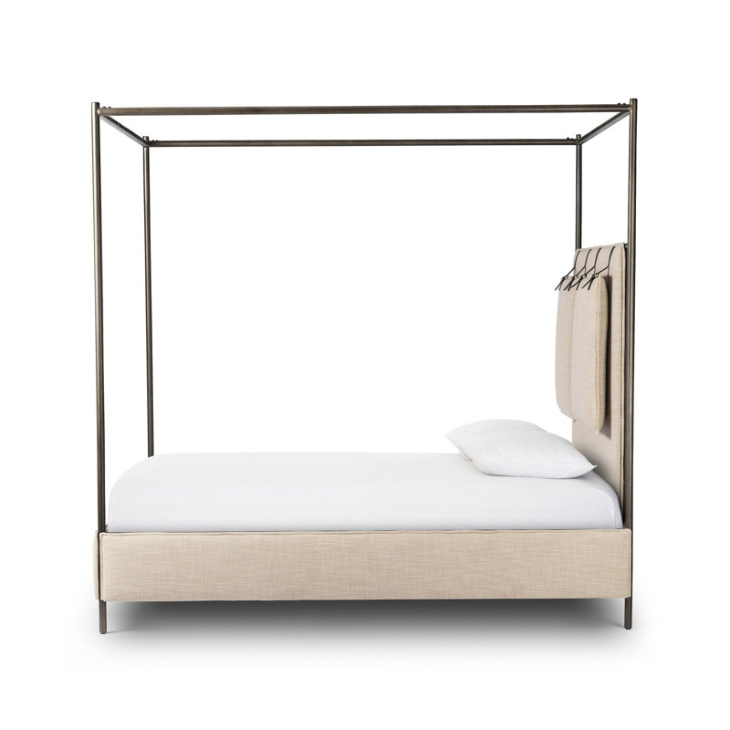 Leigh Canopy Bed-Palm Ecru-King, Queen, Beige