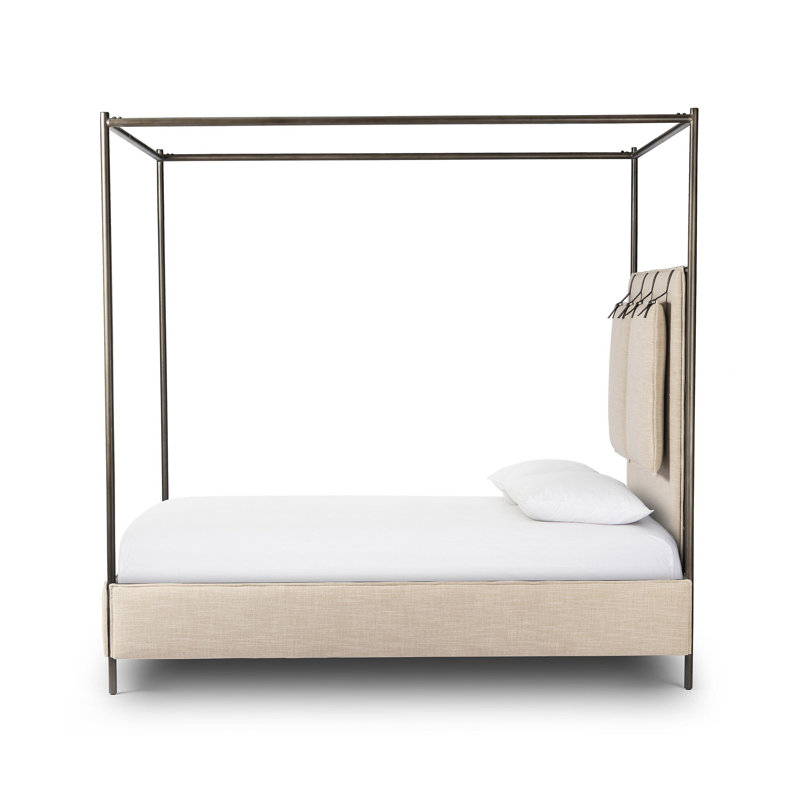 Leigh Canopy Bed-Palm Ecru-King, Queen, Beige