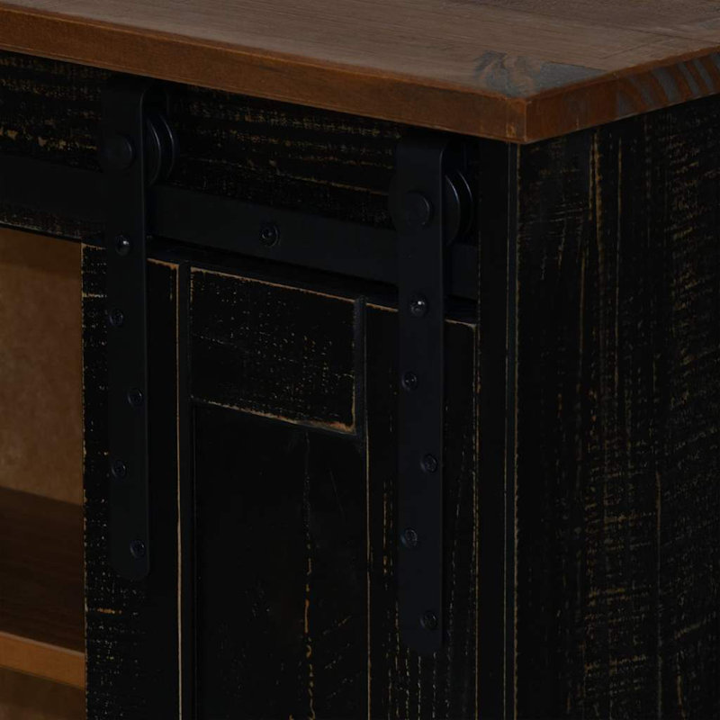Hanging Cabinet HALDEN With Sliding Door 49X22.5X70 Cm Pine, Black