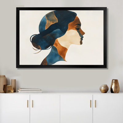 Muse en cuivre indigo - Portrait de femme encadré Décoration murale