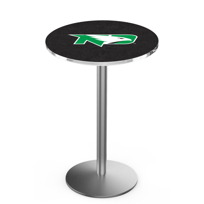 Round Metal Base Dining Table, Stainless Steel, University of North Dakota
