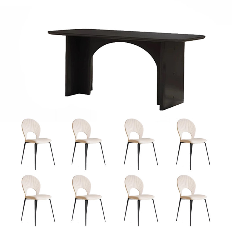 Combinaison table et chaises de style crème, Noir