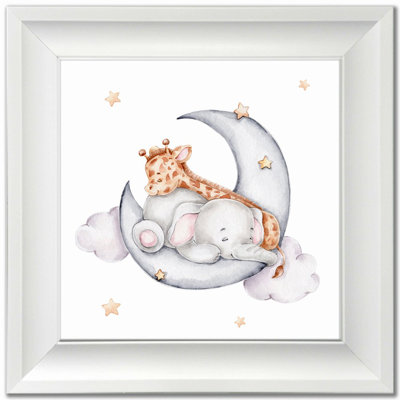 «Elephant And Giraffe On Moon», art mural