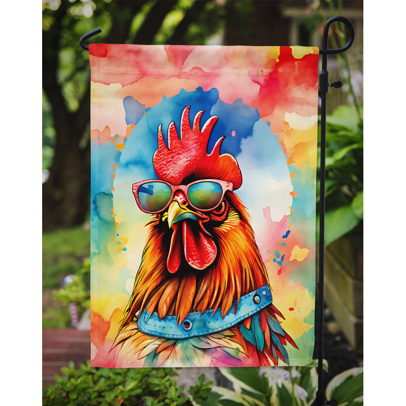 Drapeau de jardin coq rouge hippie