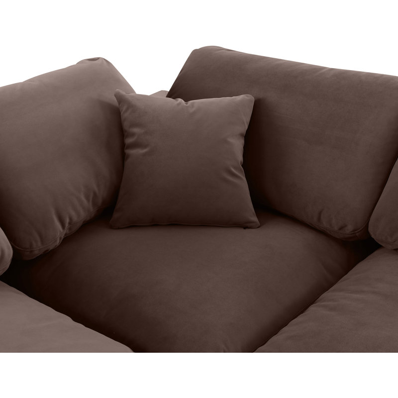 Hrannar Velvet U-Shaped Sectional Reversible, Brown Velvet