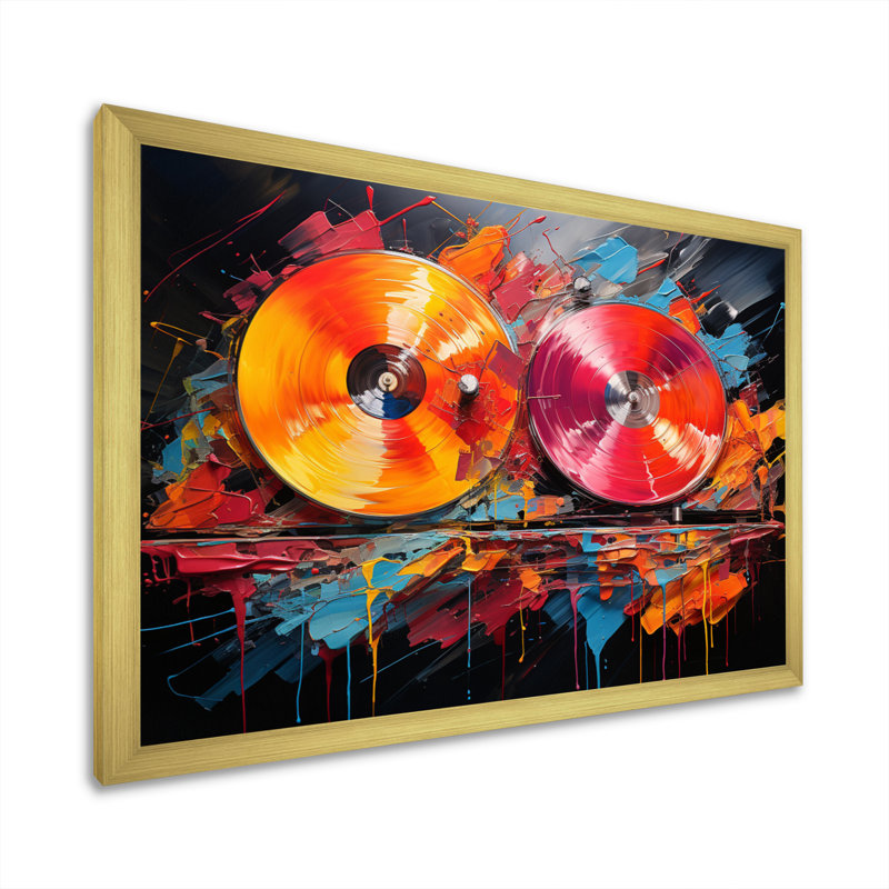 Popart Disque vinyle Reverie V sur toile, H 12 po x l 20 po x P 1 po, Cadre doré à une seule photo