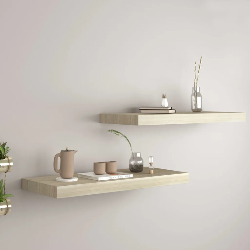 Arson 2 Piece Floating Shelf, Oak, 3.8cm H x 23.5cm W x 60cm D