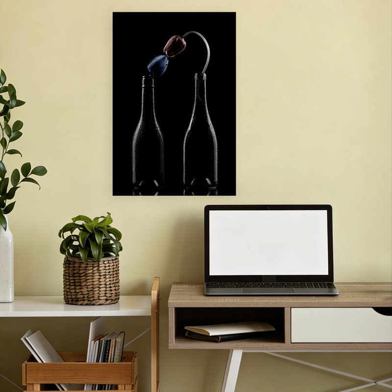 Kissing Flower In The Dark Abstract Contemporary Wall Art Print 1 Piece Wrapped Canvas Wall Art, 45.72cm H x 30.48cm W