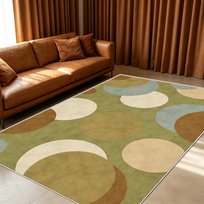 Tapis rond beige beige de 1 pièce, élégant tapis décoratif polyvalent, facile à nettoyer et à entretenir, meuble idéal pour la chambre à coucher, le salon, le couloir, le vestibule, le dortoir et le bureau afin de rafraîchir l'ambiance intérieure de votre maison