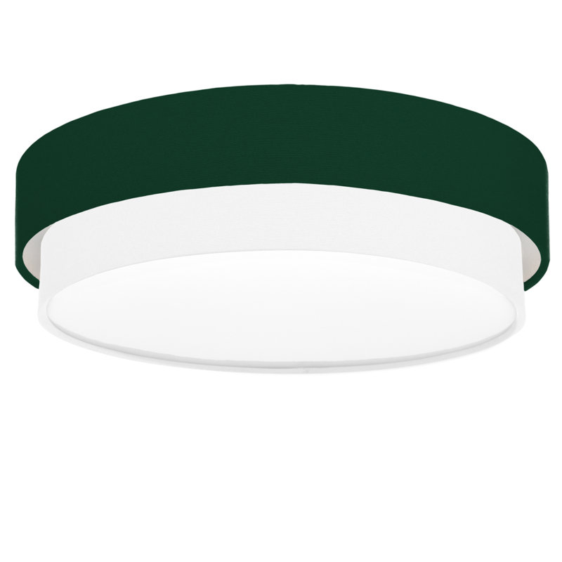 Avory Flush Mount, Dark Green / White