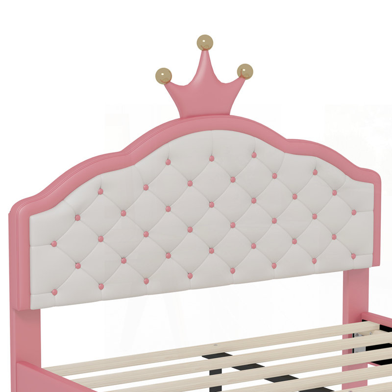 Full Size  PU Leather Princess Bed with Tufted Headboard, Full
