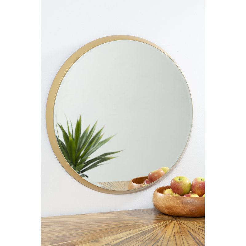 Metal Round Mirror, Gold, 54 cm H x 54 cm W