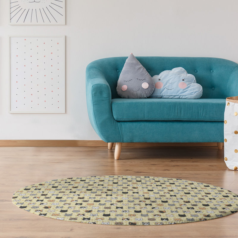 Tapis jaune kitty chat, Rond 5 pi