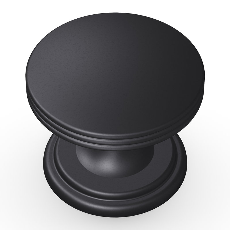 Poignée ronde American Diner - bouton d'armoire de 1 3/8 po de diamètre - noir mat - Quincaillerie transitionnelle et traditionnelle pour tiroirs et armoires