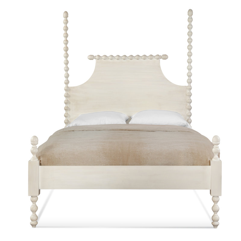 Emily Spindle Four Post Bed, Queen, Bisque