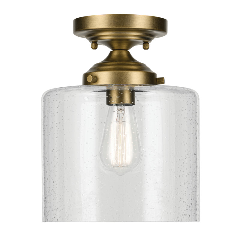 Winslow Natural Brass Semi-Flush Mount with Clear Seeded Glass