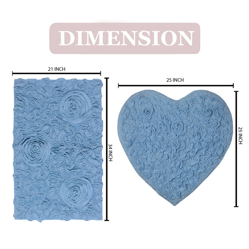 Freida 2 Piece Bath Rug Set, Sky Blue