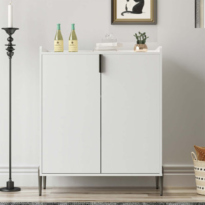Armoire à vin moderne à 2 portes avec tablettes réglables et charnières à fermeture douce, idéale pour la salle à manger et le salon