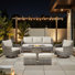 Maelie 6-Piece Outdoor Patio Fire Pit Conversation Set With Square Fire Pit, Swivel Gliders And Ottomans