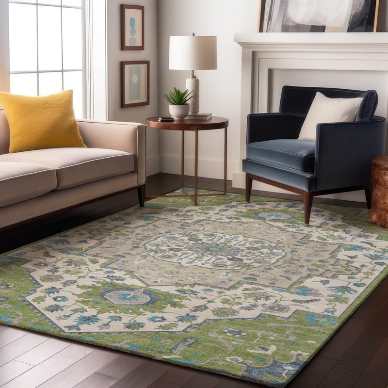 Tapis oriental Elvis AMF985 lavable à la machine de qualité supérieure, Rectangle 5 pi x 7 pi 6 po