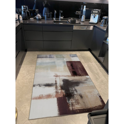 Tapis décoratif multicolore à motif abstrait pastel