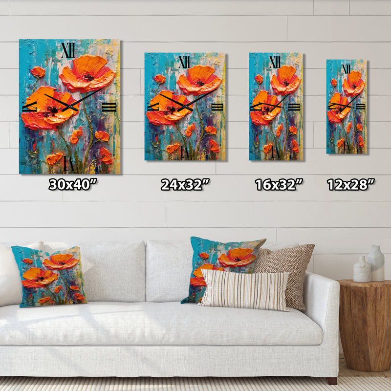 Azma - Poppies Very Large Wall Clocks, Grand