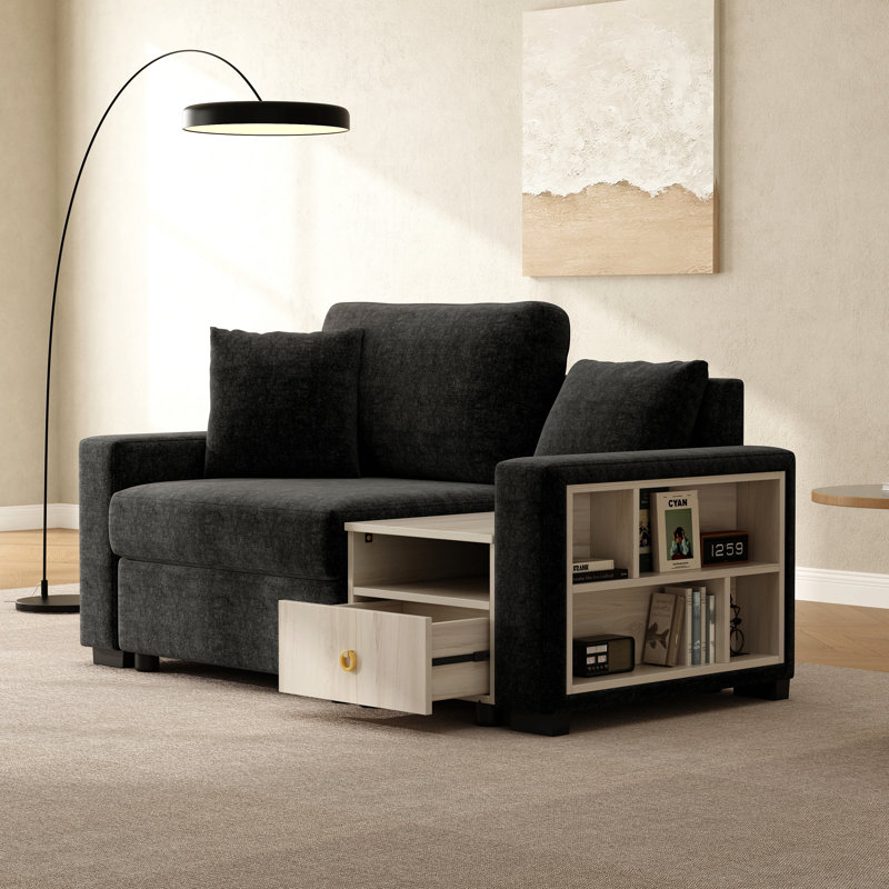 Modern Sofa Couch 63.2" Modular Sofa Upholstered Sofa Couch With Storage Armrest And Center Console For Living Room