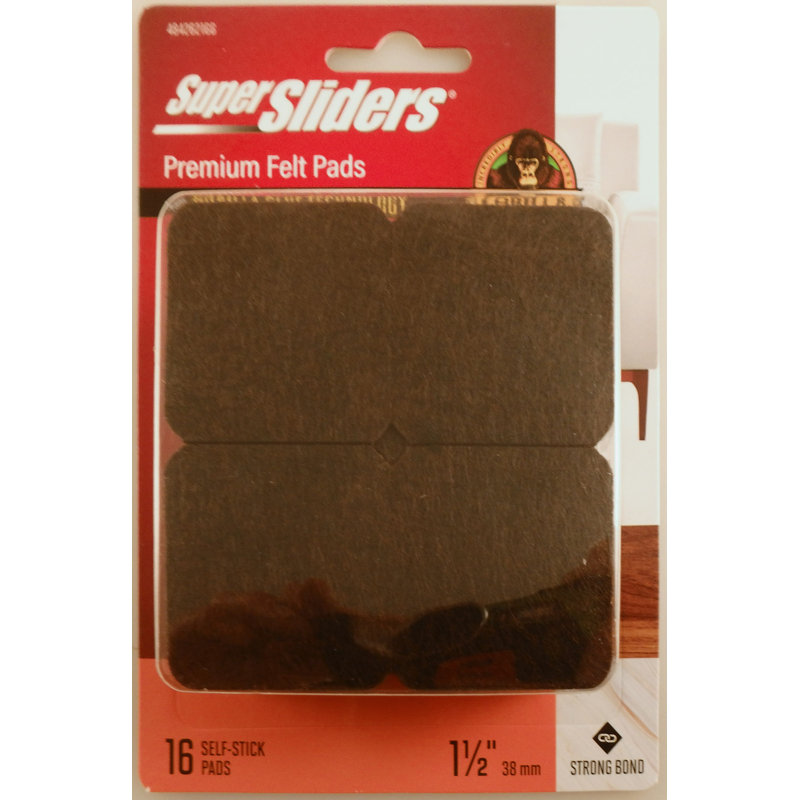 Patins de feutre Super Sliders X Gorilla Glue, H 1,45 po x l 6,5 po x P 4,6 po, Brun