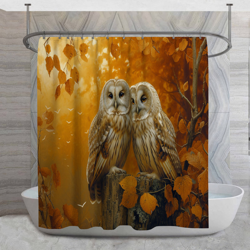 Rideau de douche hiboux - Décoration de salle de bain faune 16675, H 93 po x l 70 po