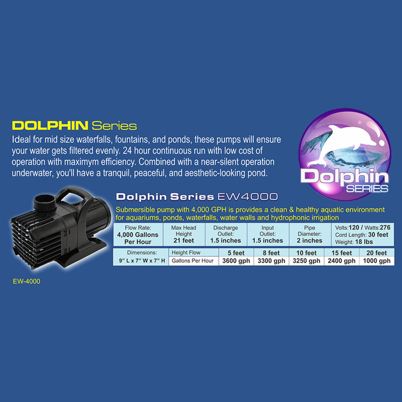 Dolphin Plug-in Pump, 276W, 7" H x 7" W x 9" D