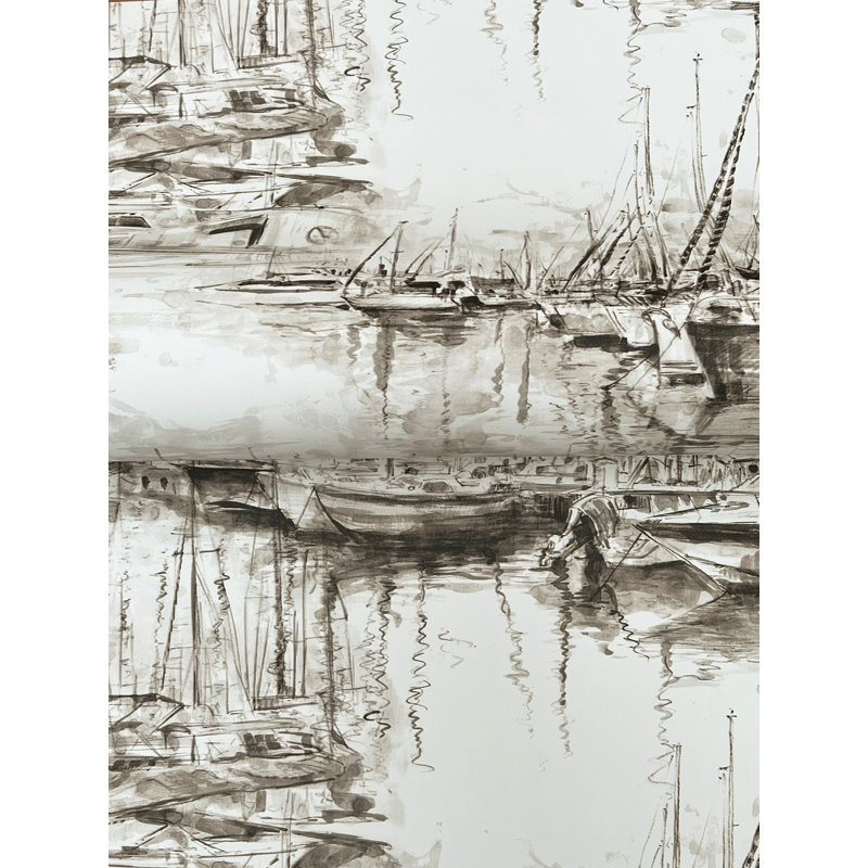 Papier peint Yacht Club Taupe, Taupe