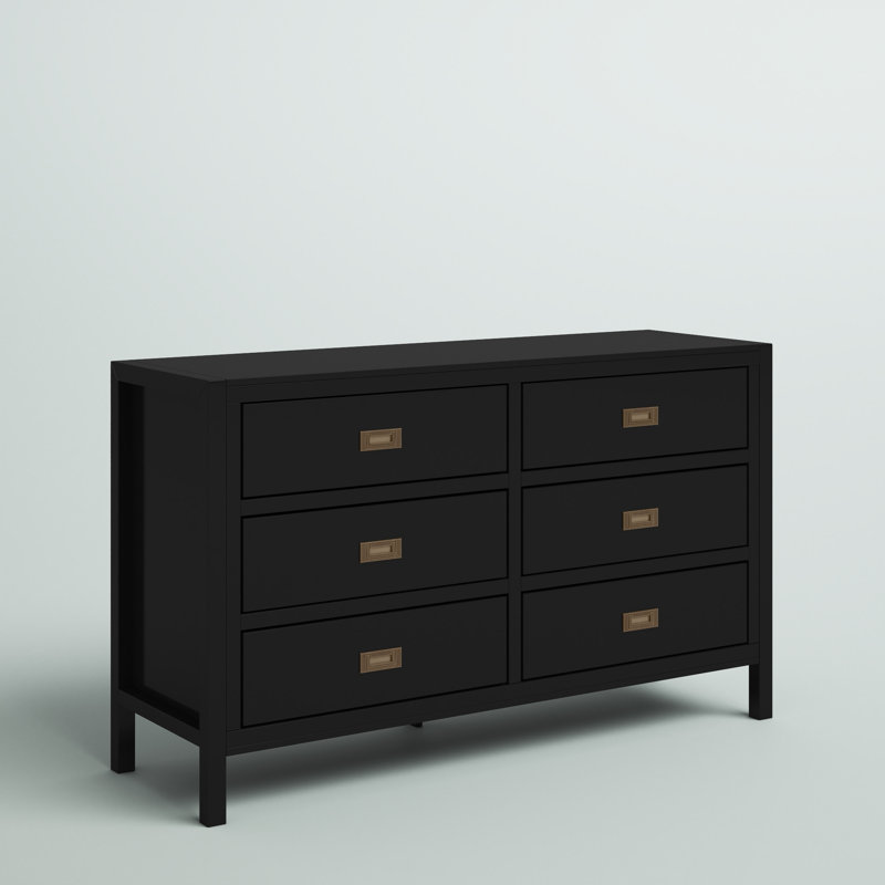 Commode double l 6 tiroirs Hivernage, Noir
