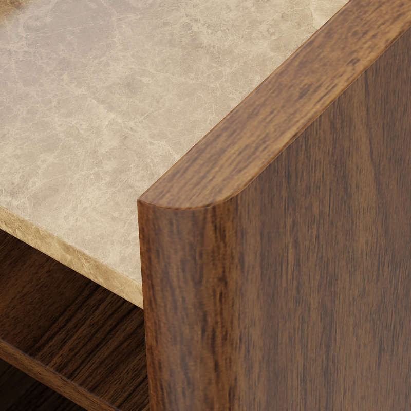 Table de chevet étroite moderne à 2 tiroirs avec rangement ouvert et table de chevet compacte en MDF pour chambre à coucher
