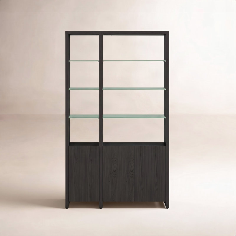 Bibliothèque standard Linea, Gris anthracite teint en cendre, 2, 83.75" H x 50" W x 14" D