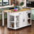 47 inch Kitchen Island with Extendable Dining Table, Rubber Wood Veneer Kitchen Table with Internal Storage Rack, Power Outlet, Kitchen island with Storage 2 Drawers 2 Cabinet, White-133773358