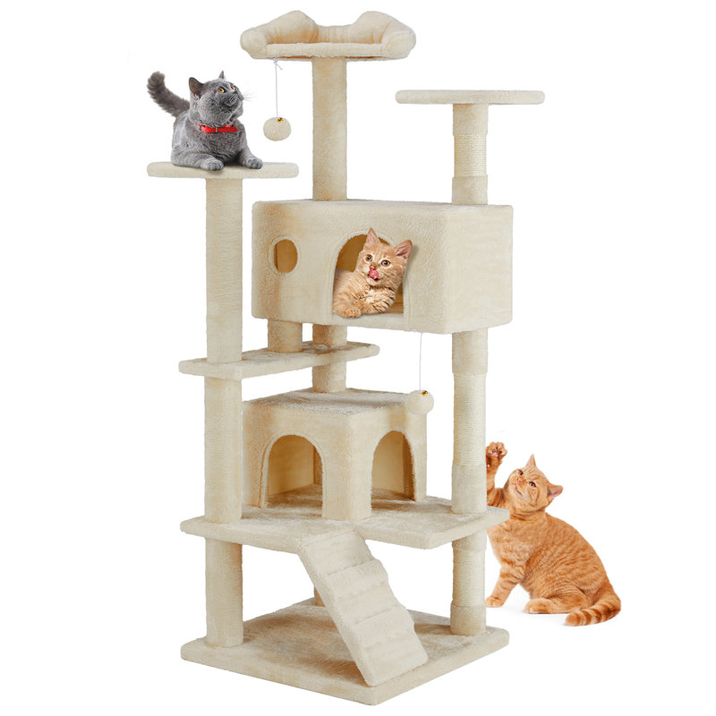 Arbre à chat, tour d'intérieur à plusieurs étages pour chat, salle de jeux pour animaux de compagnie avec grand appartement