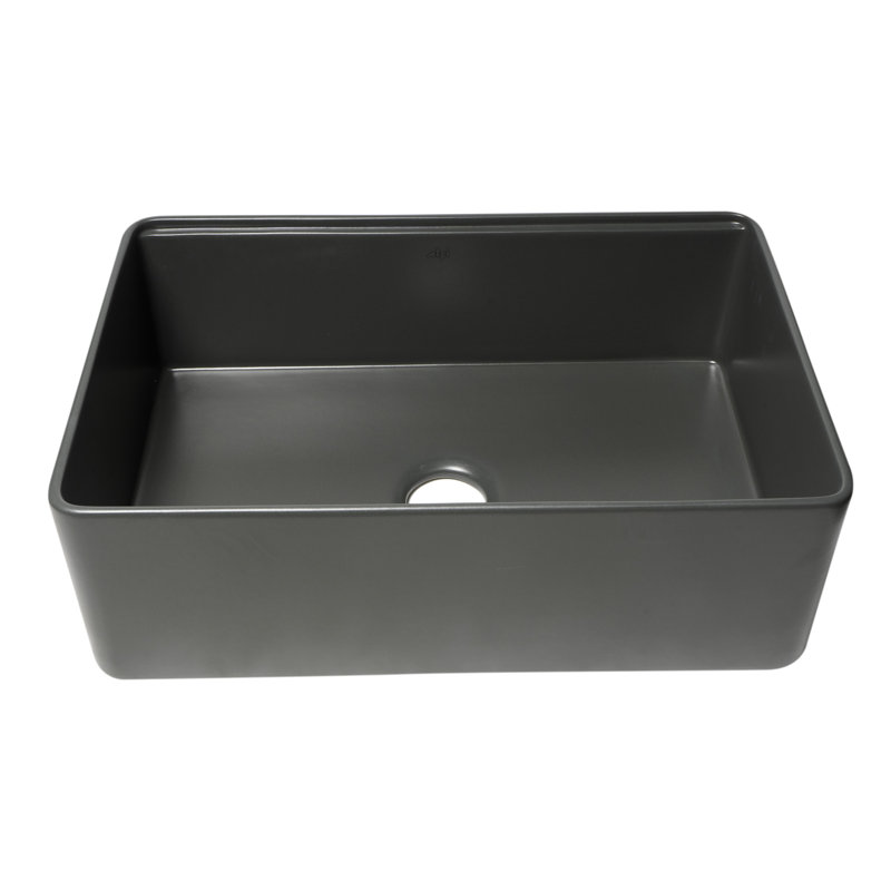 30'' L Single Bowl Fireclay Kitchen Sink, Gray