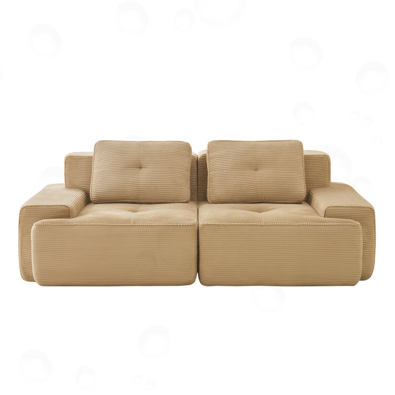Canapé 2 places avec assise profonde, Camel Corduroy