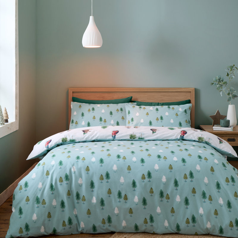 Brushed Snowy Penguin Cotton Reversible Duvet Cover Set, Single Duvet Cover + 1 Standard Pillowcase