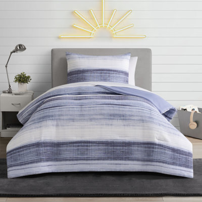 Alix 5pc Watercolor Striped Bed in a Bag Reversible Comforter Set with bed sheets