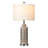 Javell Ceramic Gray Table Lamps with Drum Shade USB Charging Port AC Outlet Touch Switch
