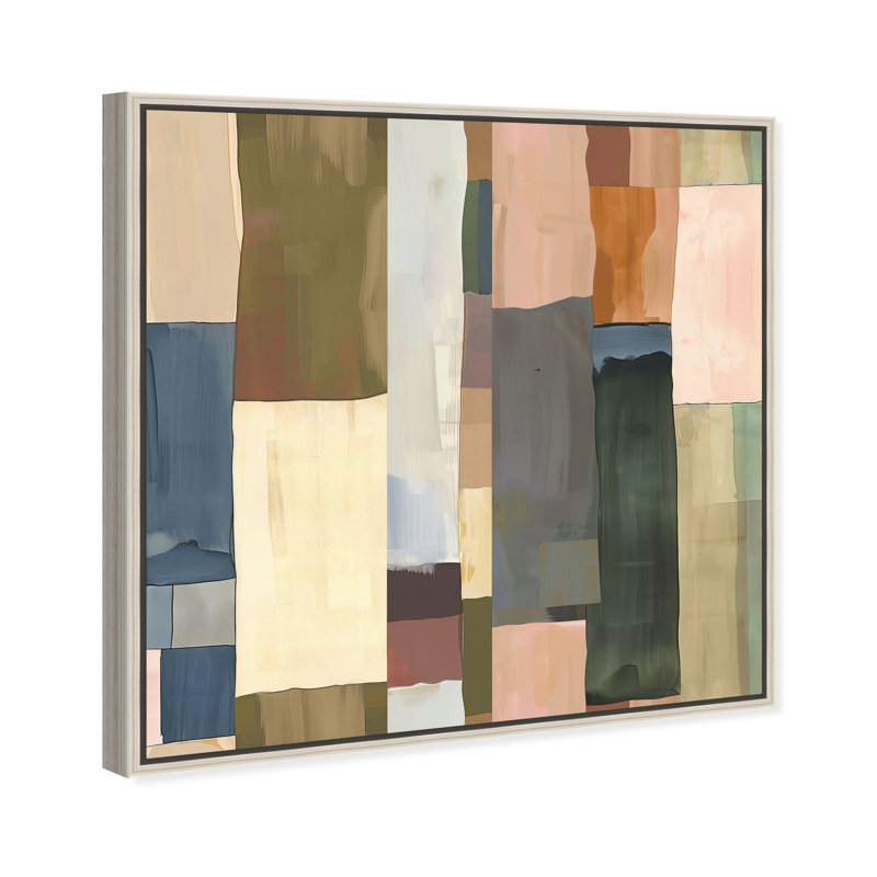 Beige Blocks I Canvas Abstract Print by Oliver Gal, Black Frame, 12 x 12, 13"H x 13"W, Silver Frame