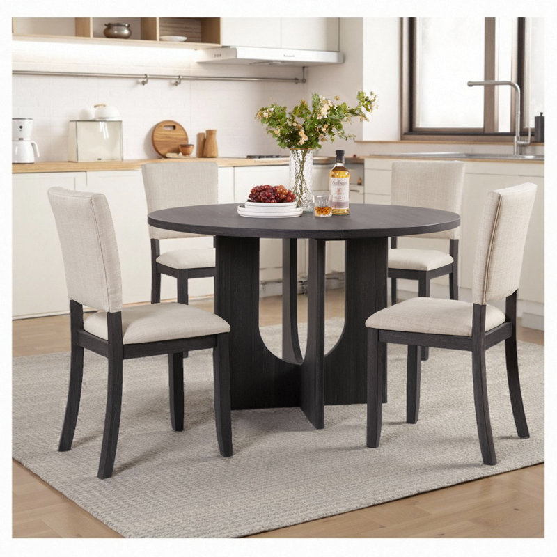 Ensemble de table de salle à manger 5 pièces 47,3 po avec 4 chaises rembourrées, ensemble de cuisine moderne pour 4