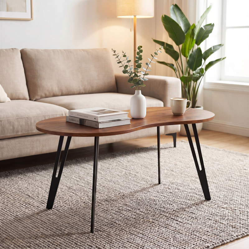 Table basse moderne de 39,4 po avec pieds en fer massif pour le salon, la chambre à coucher et le bureau