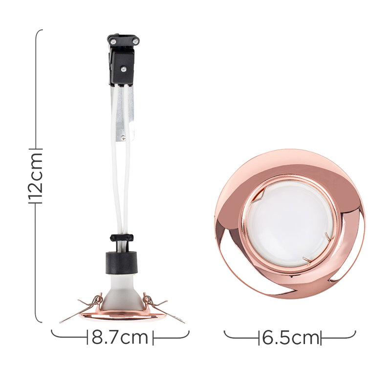 Manufahi Fixed Copper Downlight & 6500K 5W GU10 LED Bulb, 3000K