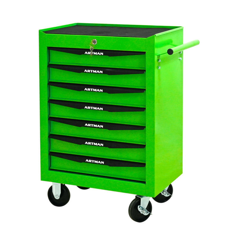 Coffre à outils durable en métal avec 7 tiroirs, glissières à roulement à billes et mécanisme de verrouillage pour un rangement sûr