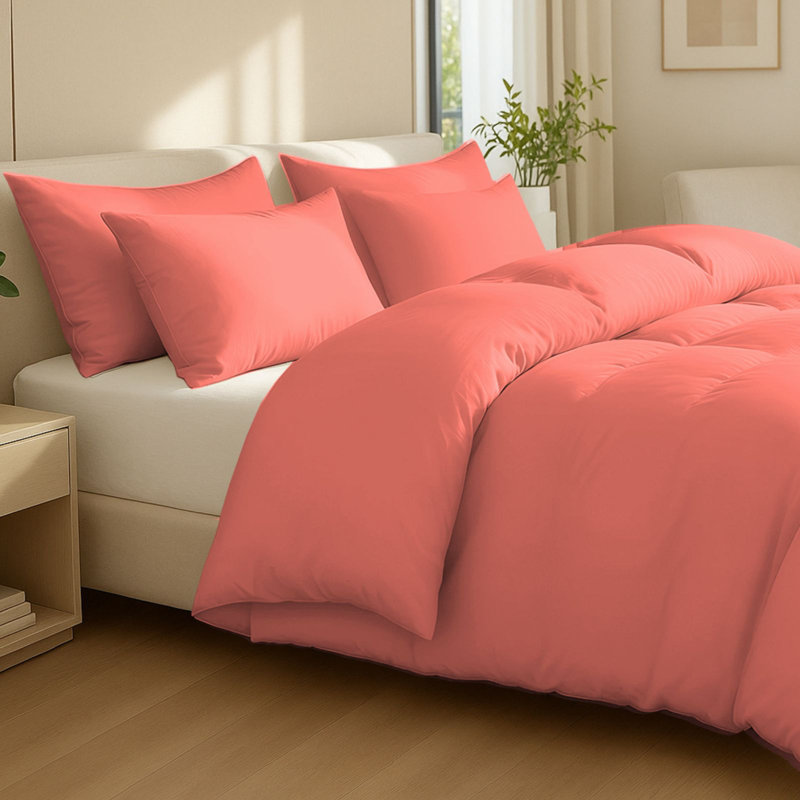 Cotton Solid Colour Duvet Cover Set with Pillow Shams Included, Single Duvet Cover + 1 Sham