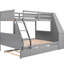 Lit superposé gris avec lit simple superposé double, lit gigogne, bureau et rangement, tablette - Proéminence-1513350063